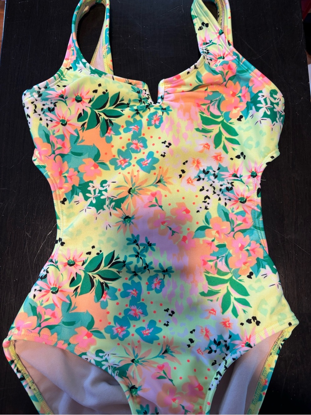 art class Neon Floral One-Piece Swimsuit with open back . Runs small